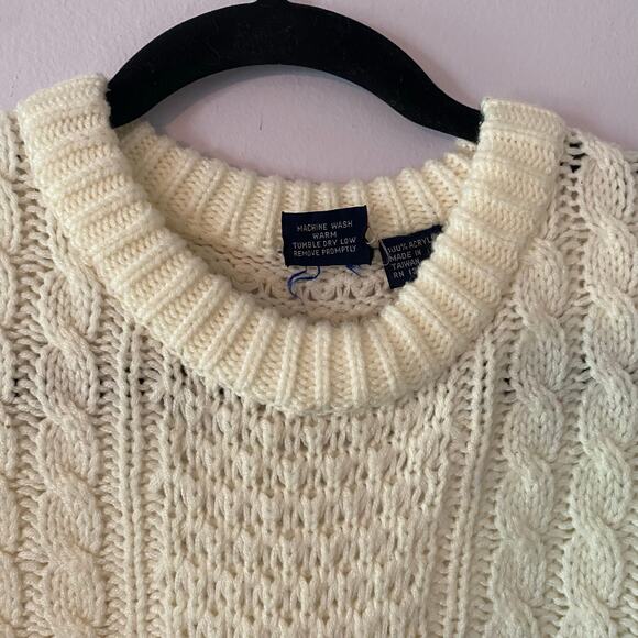 Jockey Sportswear Men's size Medium White Cream Cableknit Fishermen Sweater - Picture 6 of 9